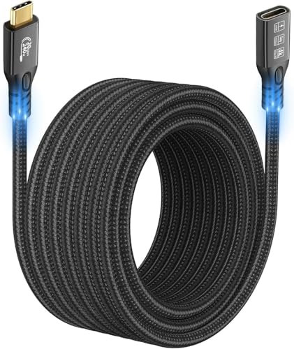 CableDeconn USB C 3.2 Verlängerung Gen-2 240W 5M Ladekabel Anschluss Thunderbolt 3 Mann auf Frau Datenübertragung 20Gbps 48V/5A Typ-C Video 4K kompatibel mit MacBook M1/M2/M3
