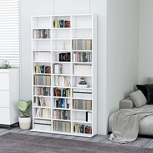 Myheimly CD-Schrank Regal DVD Bluray Medienregal Medienschrank Aufbewahrung Standregal Regalwand Bücherregal Weiß 102x16x177,5 cm Holzwerkstoff
