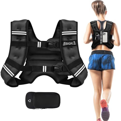 BAGAIL Gewichtsweste für Krafttraining, Brustumfang einstellbar, praktische Tasche, Gewichtswesten aus Eisensand, ideal für Fitnessstudio-Workouts, Yoga-Training und Aerobic-Übungen