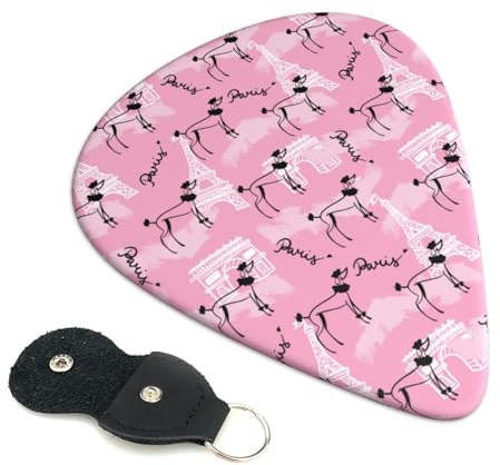6 Stück Cute Poodle Dog Pink_A Gitarrenplektren - 0,46 0,71 0,93 mm inklusive coolen Gitarrenplektren dünn mittel schwer Dicke E-Gitarrenplektren für Akustikgitarre Bass Ukulele
