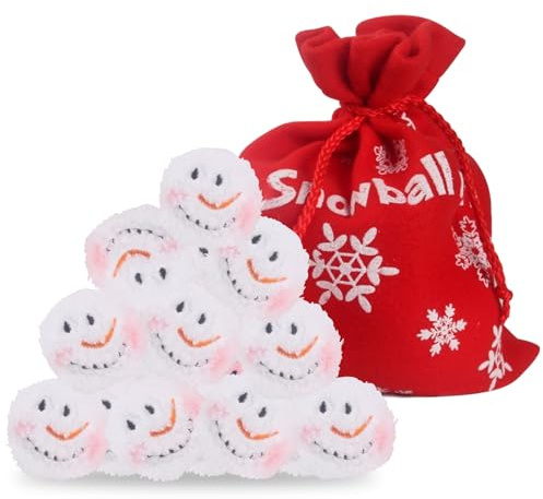 Palline di neve artificiali, 10 pezzi di Natale in peluche con viso, pupazzo di neve, palla di neve, colore bianco, decorazione natalizia, per interni, per albero di Natale, feste, decorazione (20
