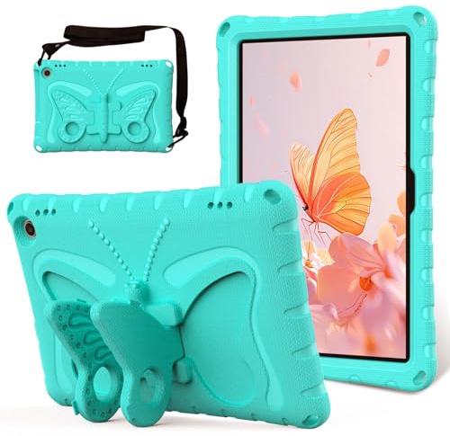 bigcgreen Tablet-Schutz Hülle kompatibel mit Kindle Fire HD 10 Tablet (13./11. Generation 2023/2021), leichte, robuste, stoßfeste Eva-Schutzhülle mit Schultergurt und Ständer Tablet-Zubehör(Green)