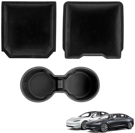 EYPINS 4PCS Central Control Storage Tray for Tesla Model 3 Highland 2024 2025 and Tesla Model Y 2025 Juniper, with Privacy Cover, Flocking Material, Sliding Design, Customized for Tesla Accessories