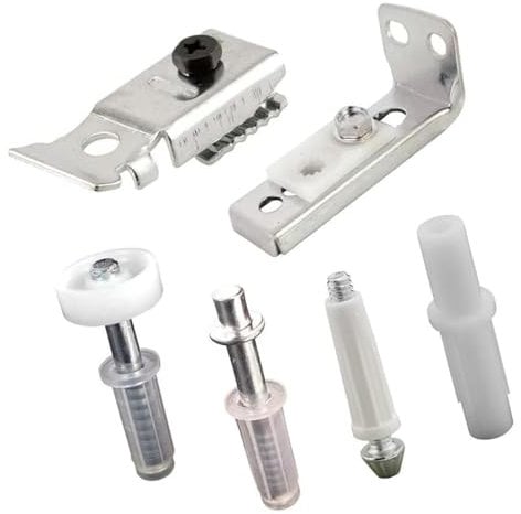 TOP-VIGOR 1 Set Bifold Door Hardware Repair Kit, Track Folding Pocket Bi-Fold Door Replacement Parts with Guide Wheel and Top Bottom Pivot Bracket for Accordion Barn Folding Door
