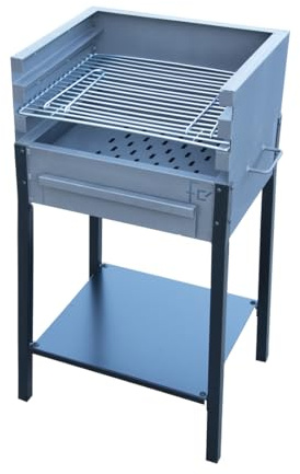 Barbecue, cassetto rettangolare con griglia a 3 altezze, barbecue a legna e carbone (50 x 40 x 100 cm)