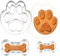 HJZHII 3 Stück Ausstechformen Set, Keksausstecher aus Edelstahl Plätzchenausstecher Waffeleisen Kuchen Deko Torte Paw Ausstecher Hundepfote Großer Knochen Kleiner Knochen für Plätzchen Kekse