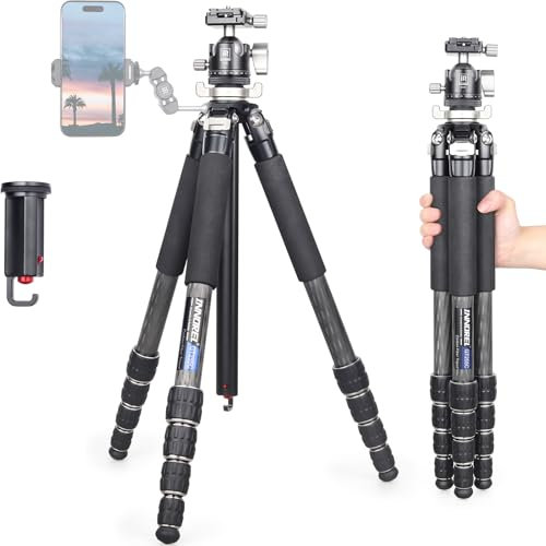 Carbon Fiber Tripod-INNOREL GT255C Camera Tripod Professional Compact Tripod Stand for Travel Outdoor Digital DSLR with Low Gravity Center Ballhead Special-Shaped Center Column Max Height 67.7in/172cm