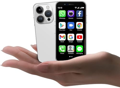 CatCalls Mini Phone 4G Unlocked 3.0'' Touch Screen Compact Mobile Phone for Kids & Students 2000mAh Battery Cell Phone with Dual SIM Quad Core Face ID//Bluetooth/GPS 3GB+32GB Memory (XS15-White)