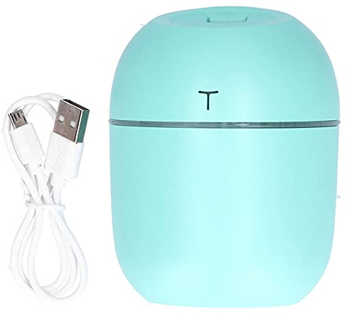 Ultrasonic Air Humidifier Portable USB LED Mini Car Home Aromatherapy Essential Oil Diffuser Mist Purifier for Office Bedroom Travel ABS PP Rubber 220ml (Blue)