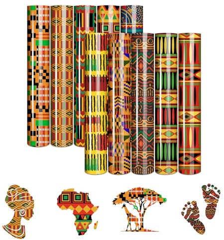 Tintnut Plotterfolie Textil Kwanzaa Iron on Folie 10 Stück 12in x 10in | Afrikanischen flexfolie plotter textil für kleidung hüte oder andere stoffe,einfach schneiden entgraten und transferdruck