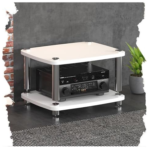 Stufiger HiFi Rack, Plattenspieler-Ständer, Eck-TV-Ständer, Komponenten-Rack, Stereo-Schrank for Heimkino(White,60x48x38cm)