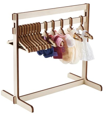 UNICRAFTALE Porte Vêtements Miniature pour Maison De Poupée Chat Chiot | 15 Cintres Inclus Bois Blanc Antique Rangement Efficace Assemblage Facile