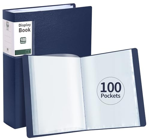 SOYIRI Lot de 2 Porte-Vues A4,Protège-Documents avec 100 Pochettes(Bleu)
