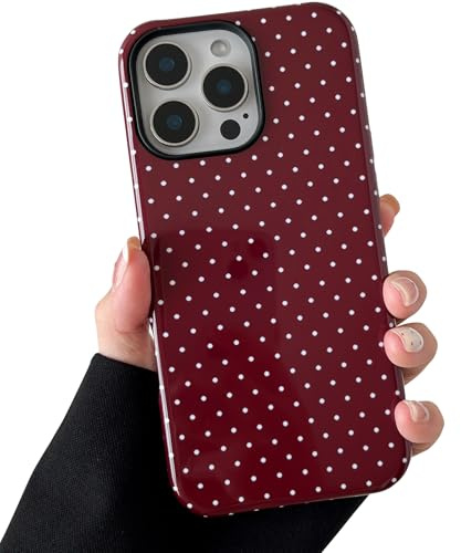 Sayoaho Compatible with iPhone 11 Pro Max Case, Fashion Cute Polka Dot Pattern Aesthetic Design for Women, Soft TPU and Hard Back Shockproof Phone Case for iPhone 11 Pro Max 6.5 inch, Wine Red