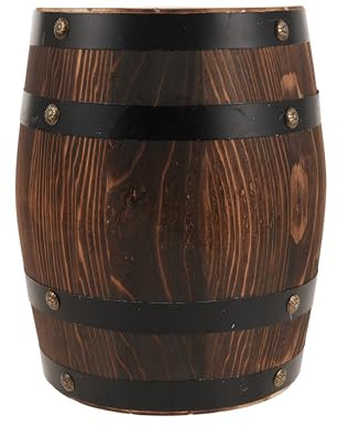 Hemobllo Rustikaler Vintage Holz Hocker Fassform Platzsparender Gartenhocker aus Eiche Runder Beistelltisch für Balkon Terrasse und Rasen