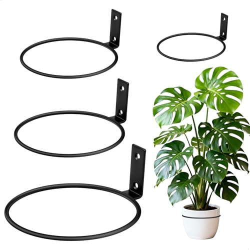 xiruiubao Jardiniere Murale,4 Pièces Pot de Fleur Mural en Métal,Pot Suspendu Plante Interieur 9,6 cm/12,2 cm/14,7 cm/19,5 cm,Suspension Plante avec Vis pour Balcon Jardin Clôture,Noir