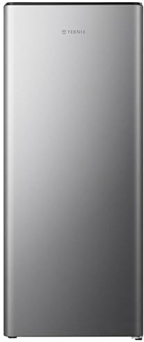 Teknix T2R128S 52cm Freestanding Retro Fridge - 165 Litre Capacity with 4 Star Ice Box - Chrome Wine Rack - Stainless Trim - Silver - E Rated, H128.0 x W52.0 x D51.0