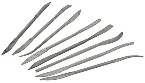Lot de 8 Râpes modèles différents pour Pierre à Savon Stéatite, Limes Longueur 25 cm