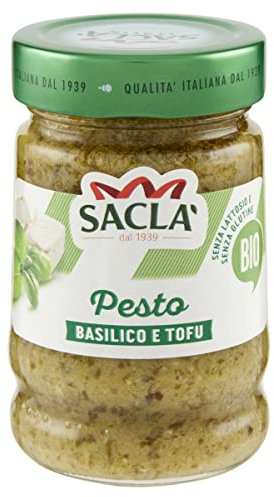 Saclà, Pesto Vegano, Condimento per Pasta e per Arricchire i Tuoi Piatti, con Basilico e Tofu, Biologico, Vaso Vetro, 190g, Confezione da 6 Pezzi