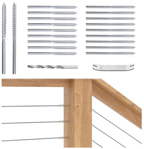Muzata 20Pack 1/8 Swage Lag Screws Left & Right Cable Railing Hardware Kit Handed Thread for Wood Post T316 Stainless Steel Stair Deck WoodBudget System 10 Pairs CK17