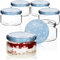 com-four® 6x tarros de conserva Winter Edition HASTA Ø 82 mm - 250 ml con tapa de rosca en diseño invernal, tarros de mermelada azules y blancos, tarro con tapa de copo de nieve, conserva Navidad