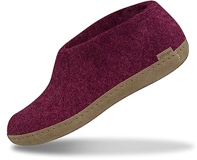 glerups dk Unisex - Erwachsene Hausschuhe, Damen,Herren Hüttenschuhe,Ledersohle, Puschen Stiefel lammfell Merino-Wolle warm,Violett,45 EU / 10.5 UK