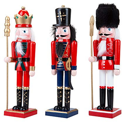 PMS Christmas Decoration Nutcracker, Red, White, Black, Nave Blue, 16cm