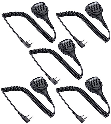 5 Pack Heavy Speaker Mic with Reinforced Cable for Baofeng Radios BF-F8HP BF-F9 UV-82 UV-82HP UV-82C UV-5R UV-5R5 UV-5RA UV-5RE UV-5X3 V2+ and Arcshell TYT Wouxun Kenwood Radios, Shoulder Microphone