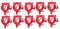 PFIFF 001109 Trensenhalter mit Zusatzhaken, Metall pulverbeschichtet, rot, 10er Set