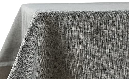 Decomira Tischdecke wasserabweisend Leinen-Optik | Fleckschutz, abwaschbar | Garten-Tischdecke Outdoor, Tischtuch Esstisch | Dunkelgrau - 140x200 cm
