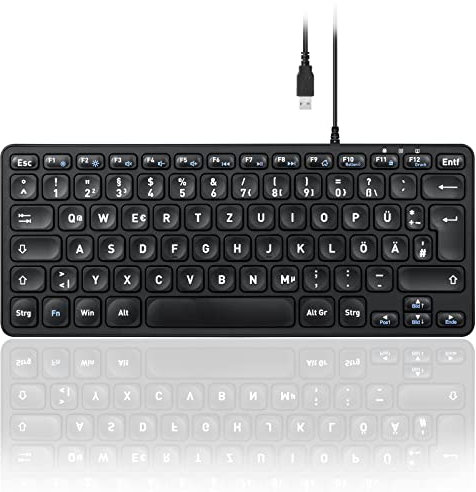 Perixx PERIBOARD-432 Kabelgebundene USB-Tastatur, schlankes Design mit großen Schrifttasten, DE Layout