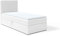FEDVE Boxspringbett 90x200 cm Weiß Öko-Leder - Kolorado – Dauerhaft Bett mit Bettkasten Links – Praktisches Einzelbett für Viele Jahr – Kopfteil Bett mit Stauraum zum Schlafzimmer