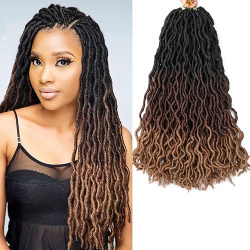 Faux Locs Crochet Cheveux 6 Packs 18 Pouces Ombre Gypsy Locs Crochet Hair Cheveux Synthétique Soft Dreadlocks Crochet Cheveux Extension (45.72cm,1B/30/27)