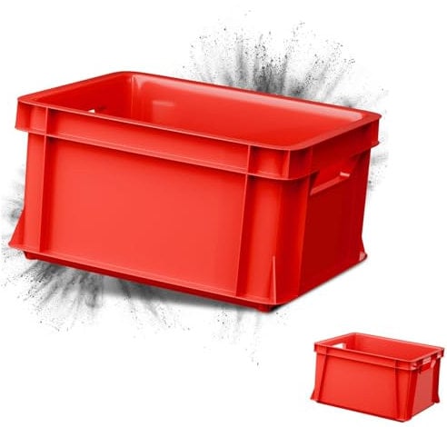 ARTECSIS 2er Set Kunststoffkiste Aufbewahrungsbox 29L Transport- und Lagerbox aus stabilem Kunststoff stapelbar, Rot