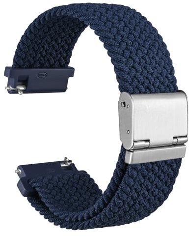 WOCCI 20mm Intrecciato Nylon Cinturino per Orologio da Uomo e da Donna, Regolabile Fibbia Argento (Blu)