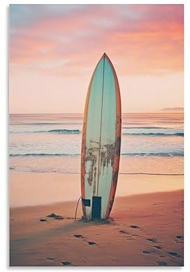 Coastal Surfboard Wandkunst Leinwand Poster Natürliche Landschaft Moderne Wanddekoration Poster Schlafsaal Dekor Malerei Kunst