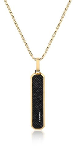 GAVU Dog Tag Kette Fur Herren,Vergoldete Herrenkette mit schwarzem Edelstahl Dog Tag-Anhänger 50cm