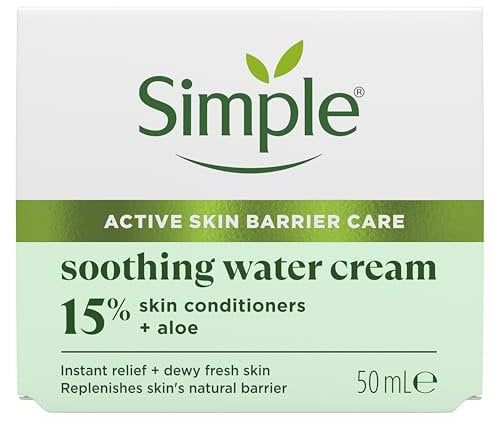 Simple Soothing Water Face Cream - With Bio-Lipids & Aloe- Hydrates & Soothes Dry, Sensitive Skin for 24 hours & Strengthens the Skin Barrier for Healthier,Stronger Skin 50 ml