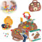 Zinueen Boîte à Outils Enfant Magique Montessori avec Perceuse Enfant Jouet, Malette Outils Créative, Jeux Montessori pour Filles et Garçons 3 4 5 6 Ans (Marron)