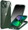 CENHUFO Compatible with iPhone 14/13 Case Built-in Privacy Screen Protector with Camera Lens Protector, 360°Full Body Shockproof Case for iPhone 13/14 with Anti Spy Screen Protector -Green