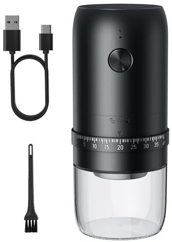 Portable Battery Powered Burr Coffee Grinder with 40 Adjustable Settings & 35g Capacity, 1800mAh Rechargeable Coffee Bean Grinder with Conical Ceramic Burr, for Travel, Camping, Office, Espresso, etc