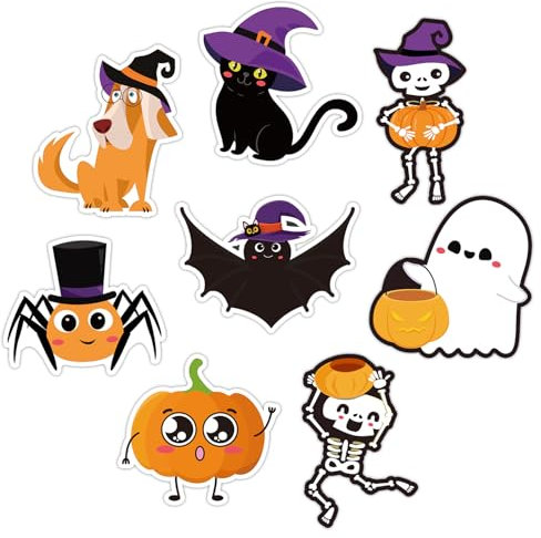 8 Stück Halloween Kühlschrankmagnete, süße Kühlschrankmagnete mit Halloween Motiv Kürbis Fledermaus Geist Spinne Halloween Magnete für Zuhause Küche Schule Geschenkdekoration
