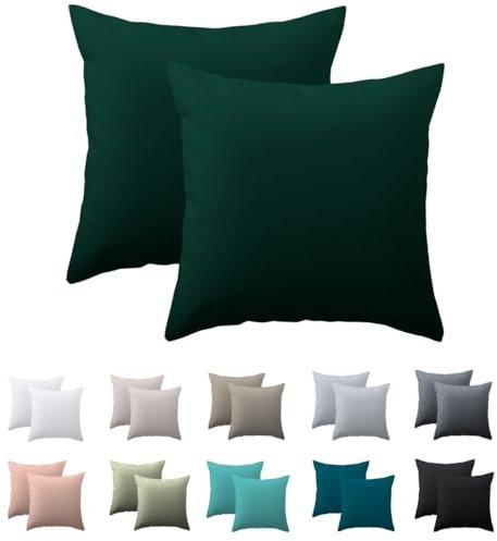Nesture Kissenbezug 80 x 80 2er Set - kopfkissenbezug 80x80 cm Dunkelgrün, 100% Mikrofaser kissenbezüge mit Reißverschluss, Weich und Bügelfrei