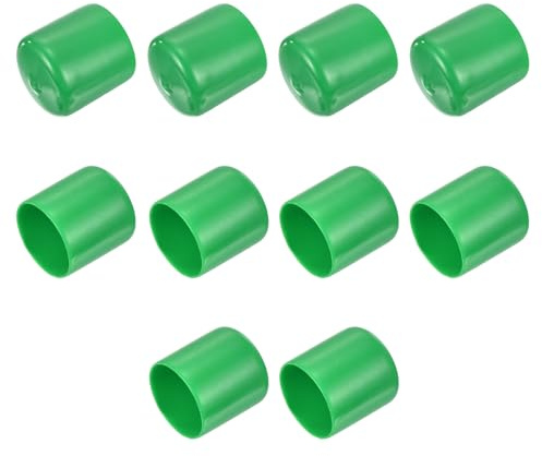 sourcing map Rubber End Caps 31mm ID Round Tube Bolt Cap 10pcs Dark Green | Vinyl Round Tube Bolt Cap Cover Thread Protectors