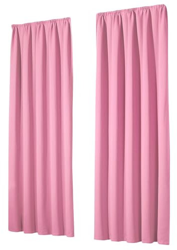 heimtexland Vorhang Blickdicht Thermovorhang Verdunklungsvorhänge 2er Set Kräuselband Deko Gardine isolierend Kälteschutz Sonnenschutz Ökotex Fensterdeko Typ139 Rosa HxB 175x135 cm