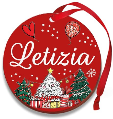 Personalisierte Weihnachtskugel mit Namen, Weihnachtsdekoration, 100 % italienisch, Rot, 8 cm (Rot, Letizia)