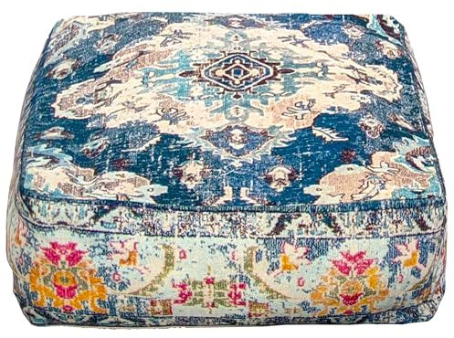 Mandala Life ART Bohemian Yoga Dekor Boden Kissen Pouf mit Füllung - 60x20 cm - Quadratisch Meditation Kissenbezug - Bedruckter Baumwollte Hocker