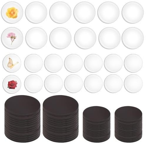 UYUYong 60 Stück Fotomagnete Selbst Gestalten Glas Magnete Selbstklebend Kühlschrankmagnet Foto Transparent Rund Glasnuggets Klar Runde Scheibe Magnete für DIY Kühlschrank Wand Weihnachten 30mm 25mm