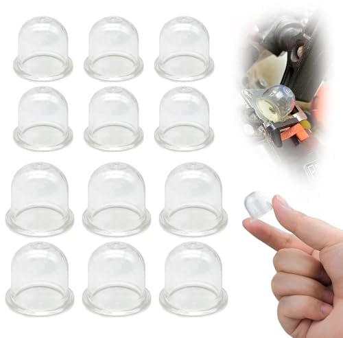 Esshogo 12Pcs Primer Bulb Pump, Lampadina Di Ricambio Primer, Pompetta Benzina Decespugliatore, Trasparenti Sostituzione Lampadine di Primer per Carburatore, Trasparente Carburatore Coppa Olio per Tos