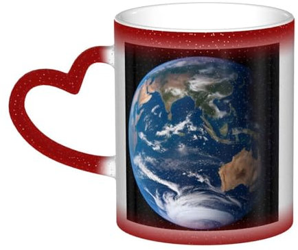 KDKJEDPEAF Earth Magic Color Changing Mug 11oz | Heat Sensitive Ceramic Coffee Cup Reveals Surprise Image | Gift for Her Him, Family, Friends (Black, Red, Blue)